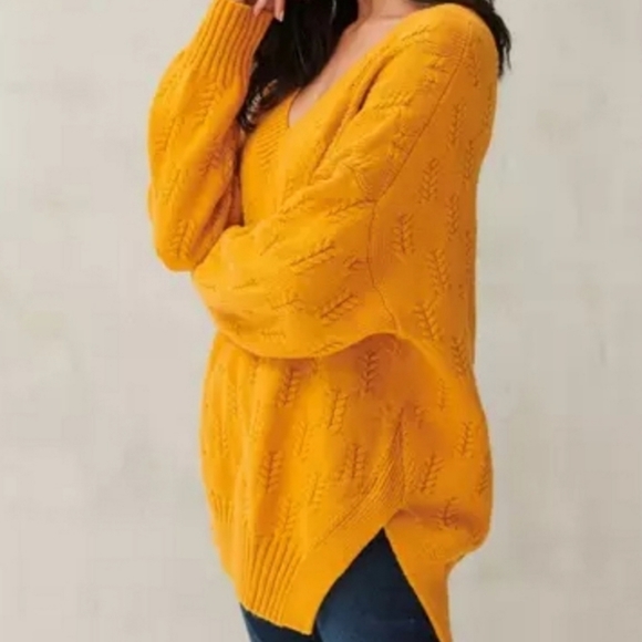 Lucky Brand Braided Oversized Knit Sweater Sunflower yellow - Picture 2 of 12